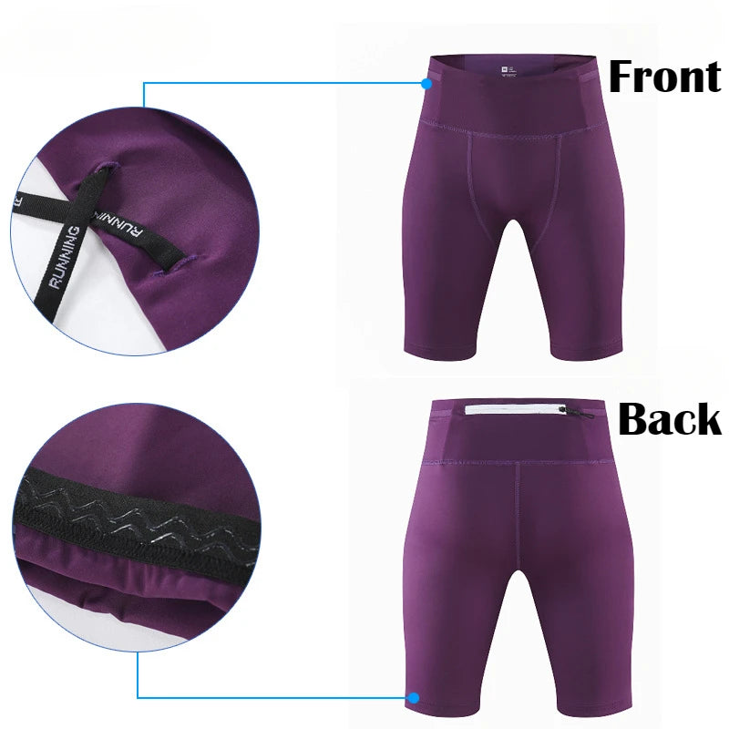 Men’s Compression Waist Belt Bag Marathon Running Training Shorts/Quick Dry Sports Jogging Tights Fitness Sportswear