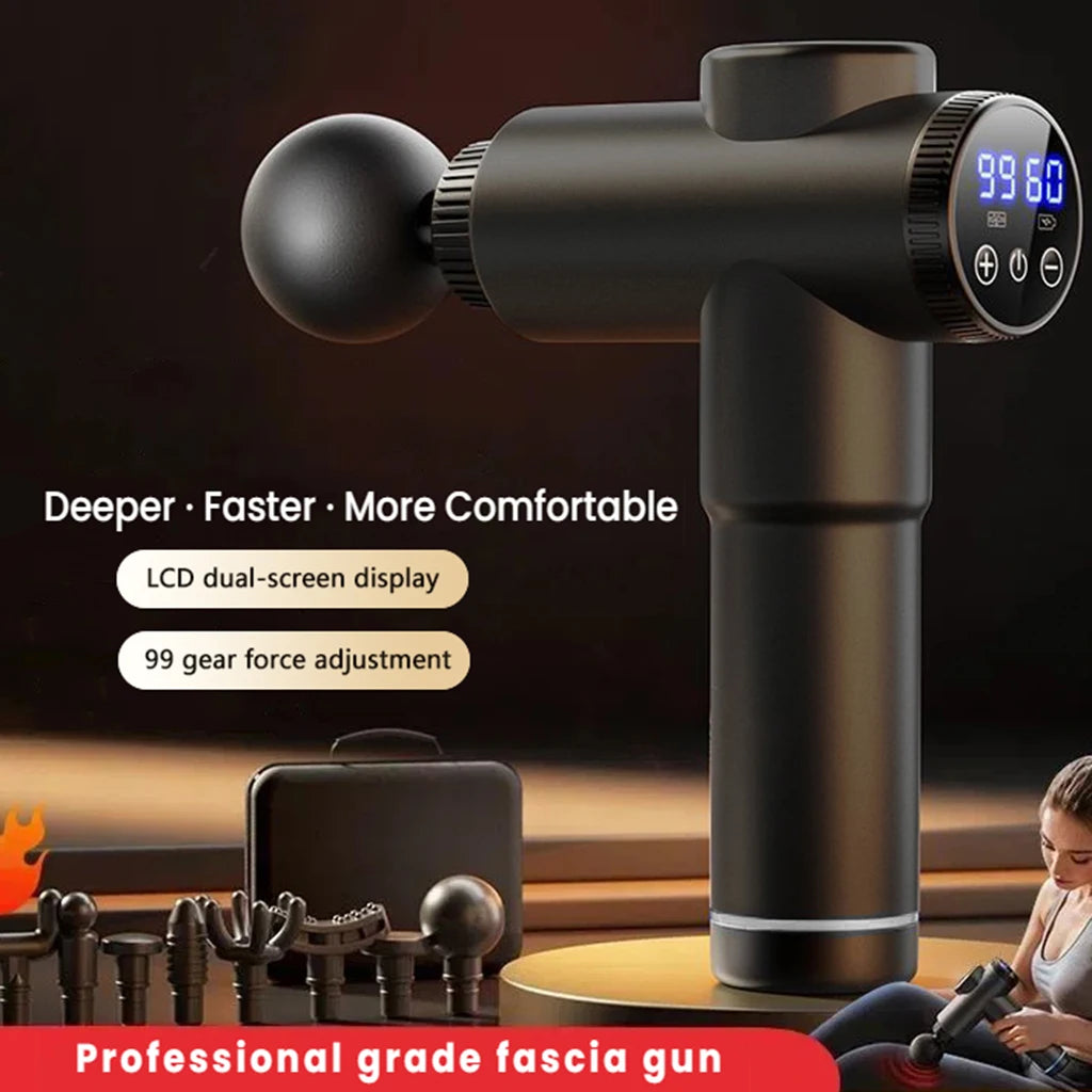 Massage Gun LCD Touch Screen Muscle Fasciitis Pain Relief/Recovery Suitable Alleviating for Athletes and Office Workers