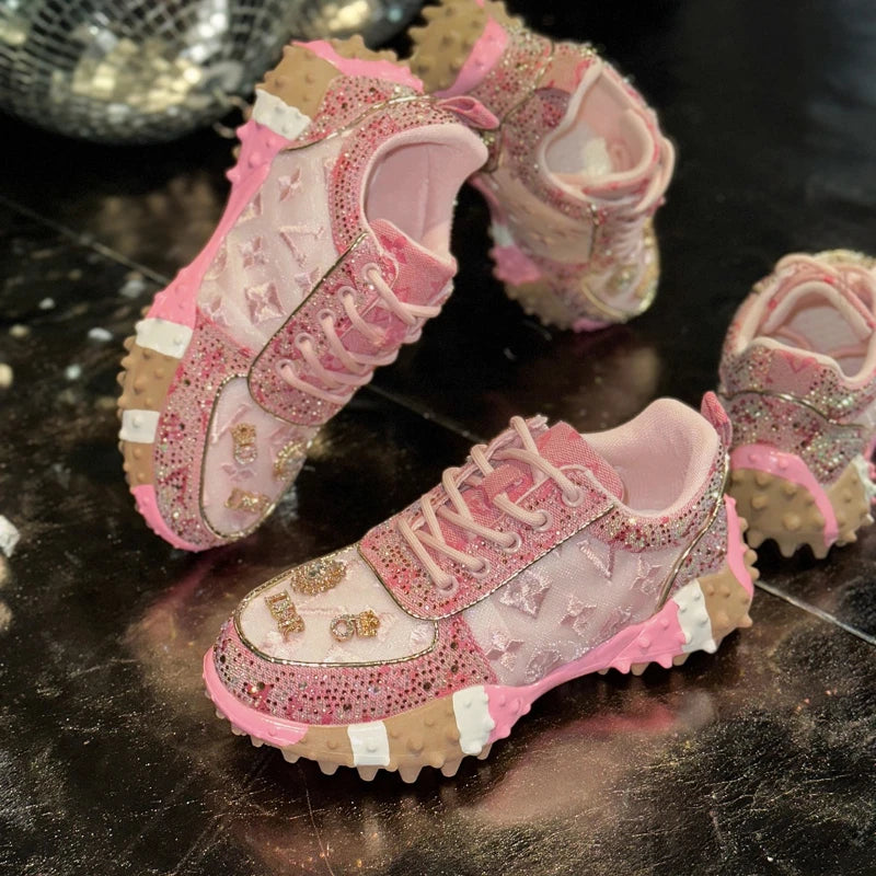 Women's Casual Sneakers Fashion Luxury Rhinestone Ladies Shoes/New Outdoor Platform Female Sports Shoes