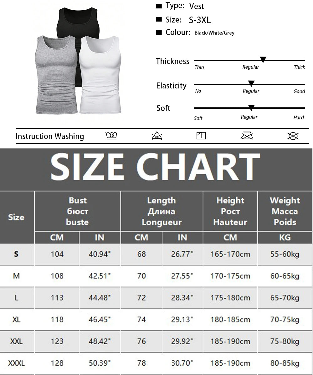 3pcs Summer Men's Sleeveless Tank Top Solid Vest Undershirts O-neck/Gym Tees Trendy Versatile Slim Fit Men Casual Vest Tops
