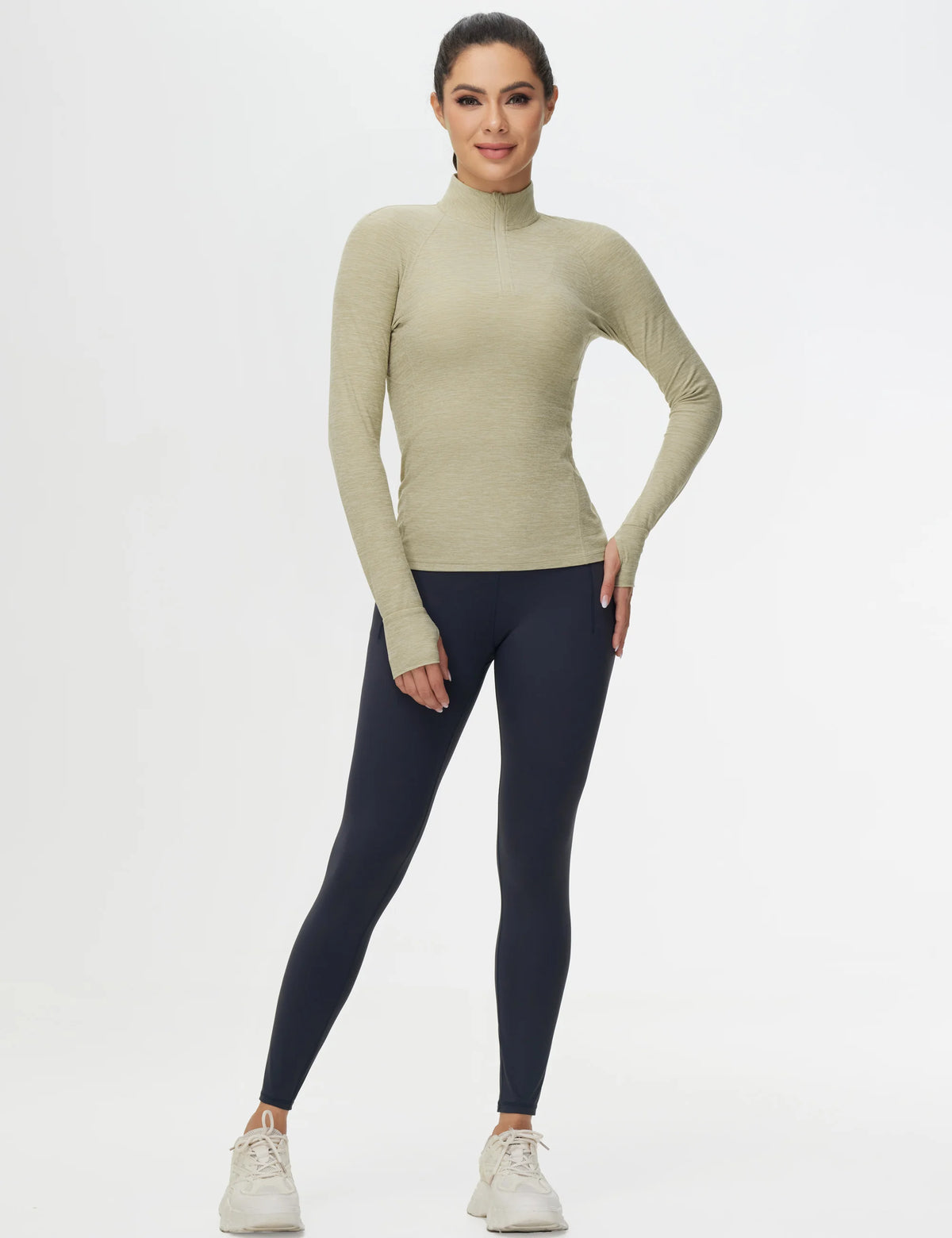 THE GYM PEOPLE Women's Half Zip Golf Workout Shirts Soft/Warm Yoga Athletic Pullover Sweatshirts with Thumb Hole