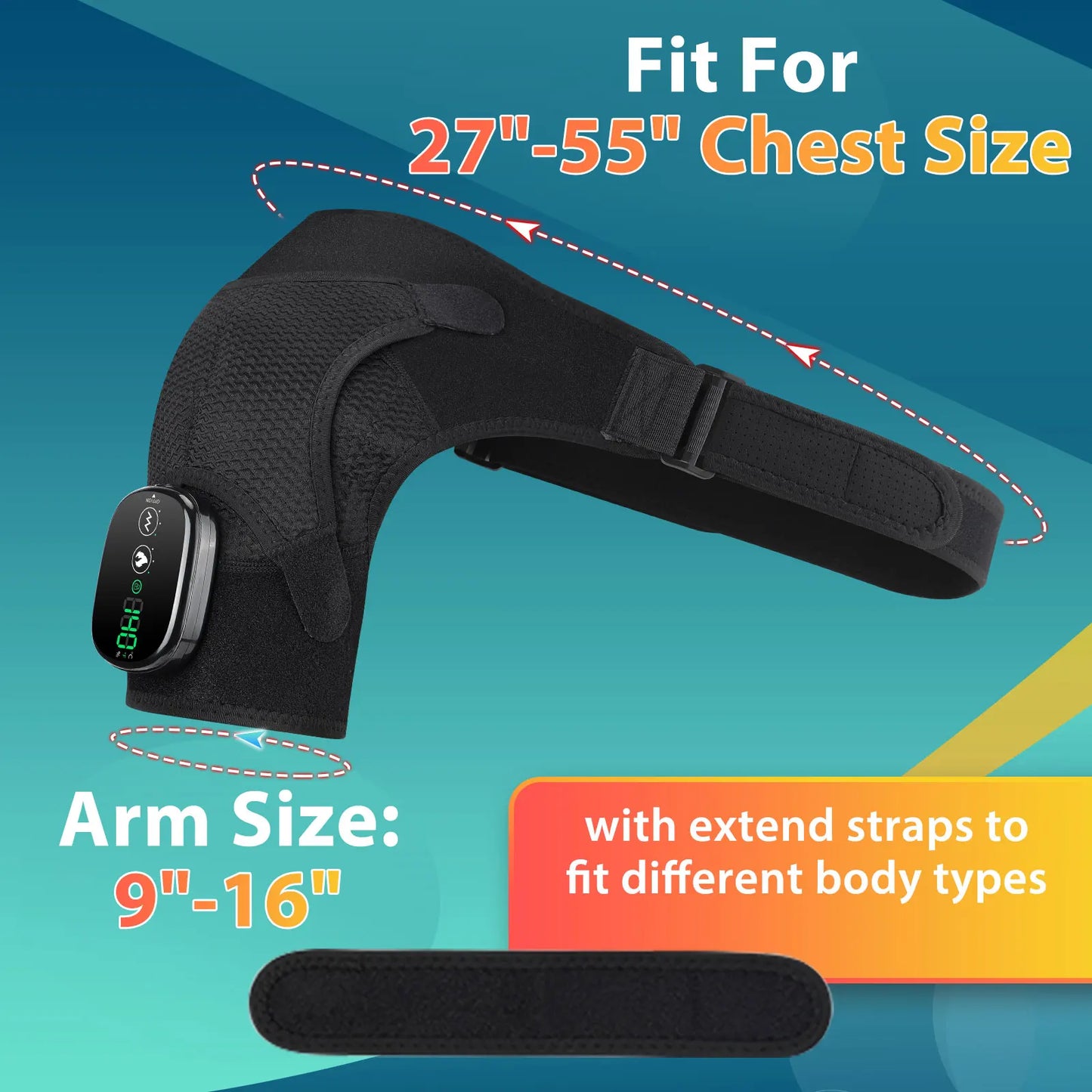 Electric Heating Shoulder Massager Brace Joint Vibration/Arthritis Pain Relief LED Smart Controller Adjustable Support Belt