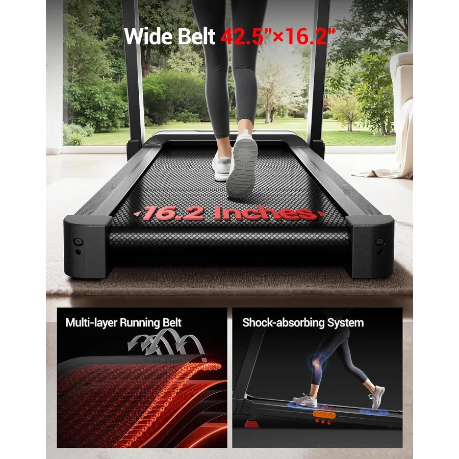 Fitness Treadmill with 3-Level Incline, Treadmills for Home Auto Folding/with Pulse Sensors 300 LBS Capacity, 3.0HP Quiet Brus