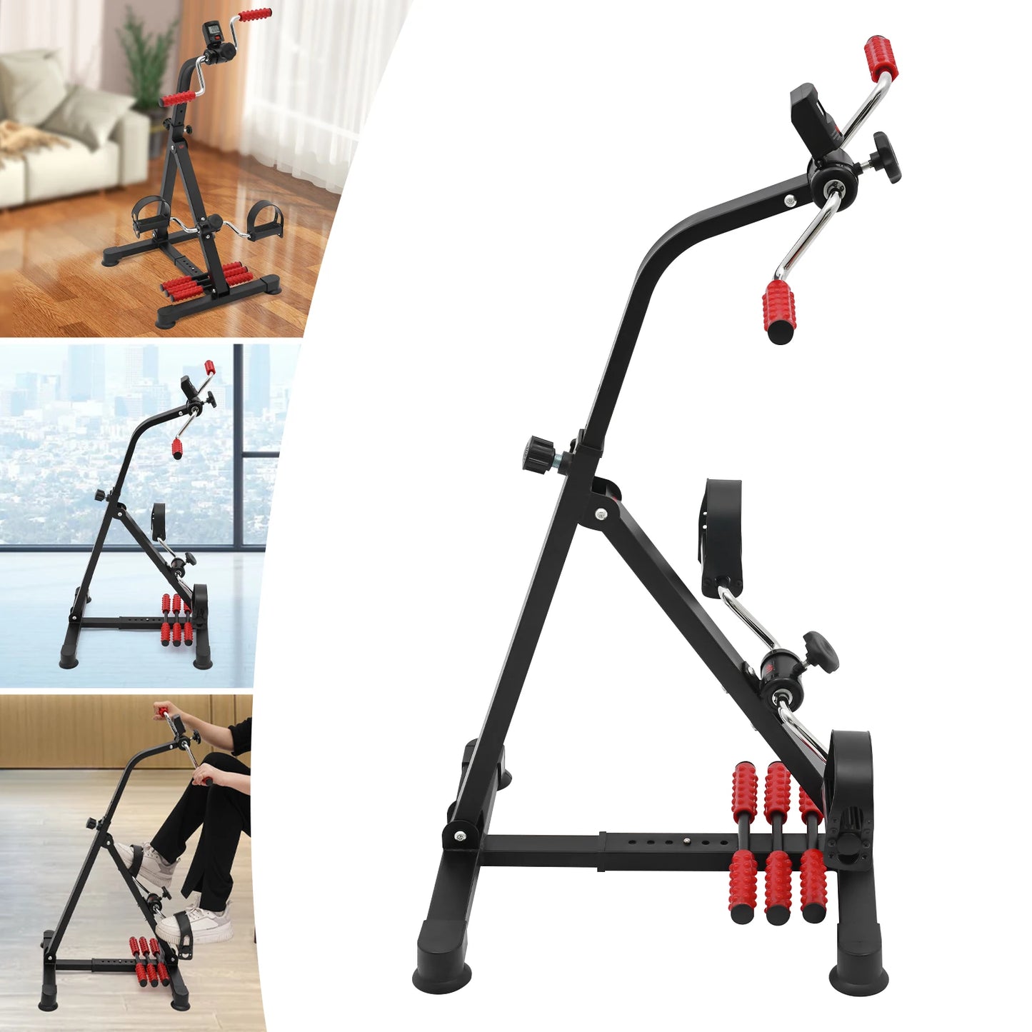 Bike Pedal Exerciser Height/Intensity Adjustable Portable Physical Therapy/Tool Leg Pedal Training Equipment Space Saving