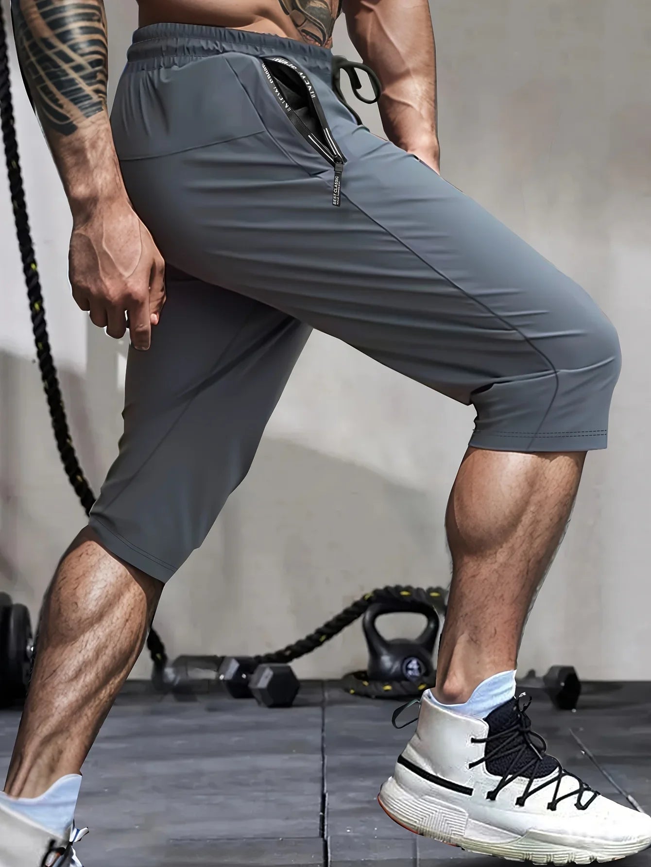Men High Elasticity Summer Casual Shorts Drawstring Pockets/Breathable Nylon Lightweight Stretchy Athletic Wear