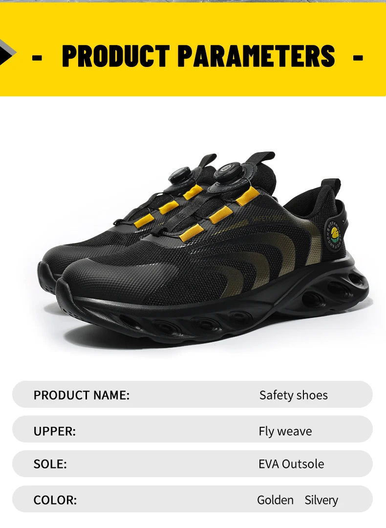 Lace-free, breathable, lightweight and comfortable/anti-smashing and anti-puncture safety shoes