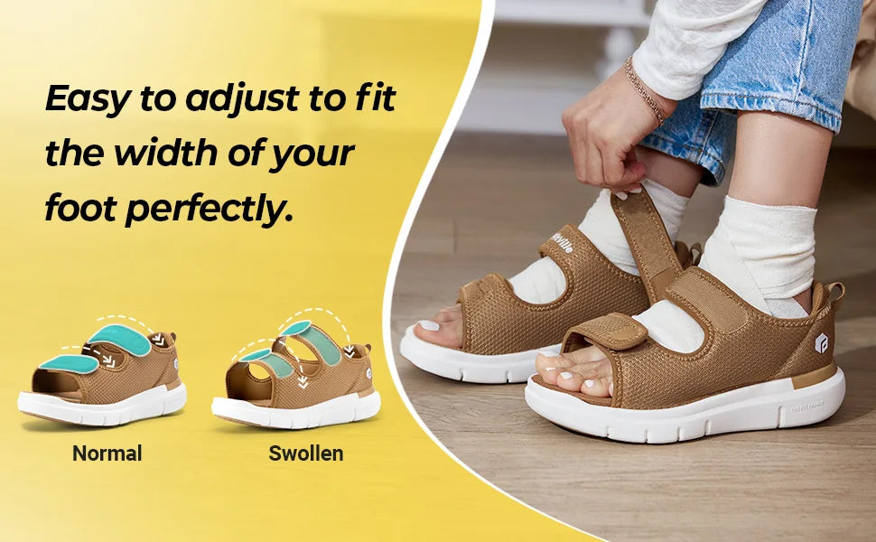 FitVille Women'S Diabetic Wide Sandals With Arch Support Adjustable Straps/Breathable Lightweight Casual Women Flat Shoes