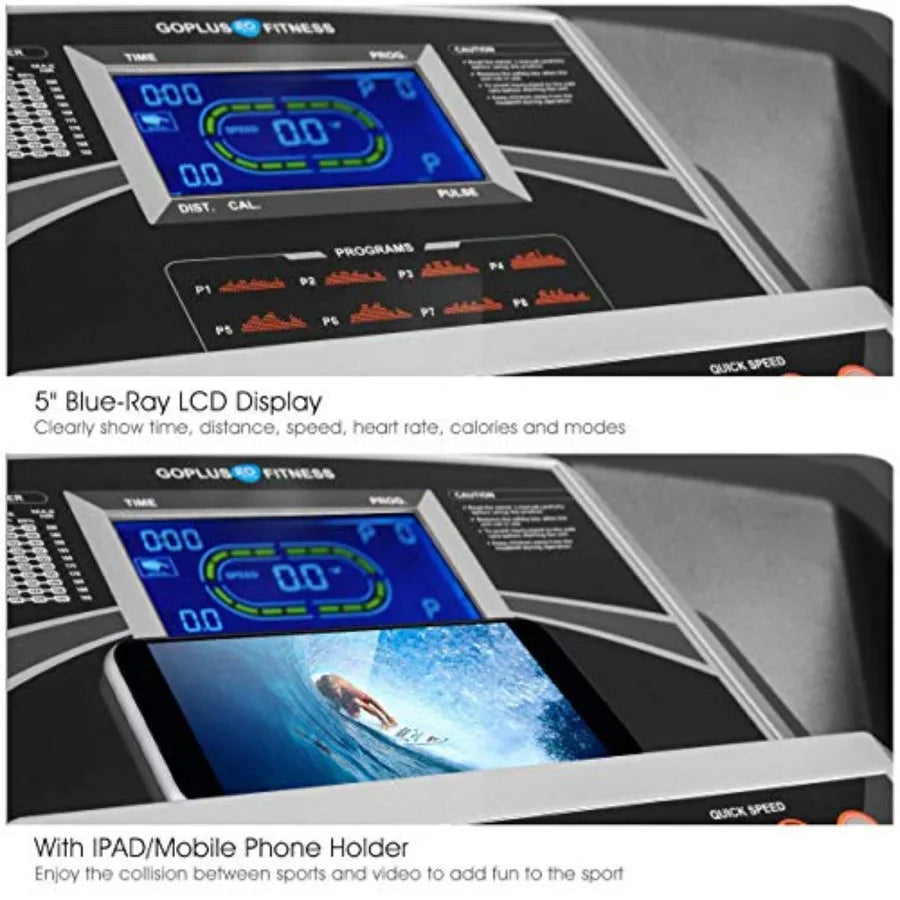 2.25HP Electric Folding Treadmill with Incline, Walking Running Jogging/Fitness Machine with Blue Backlit LCD Display for Home