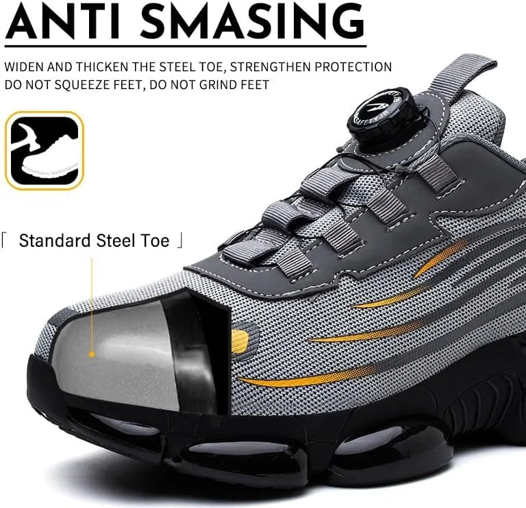 New Men's Safety Work Shoes Puncture Proof Indestructible/Rotated Buckle Waterproof Durable Sneakers for Men