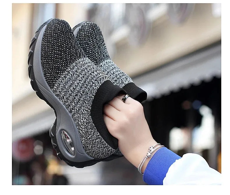 Women Running Training Sneakers Female Air Cushion/Causal Sport Shoes Slip On Walking Sock Shoes