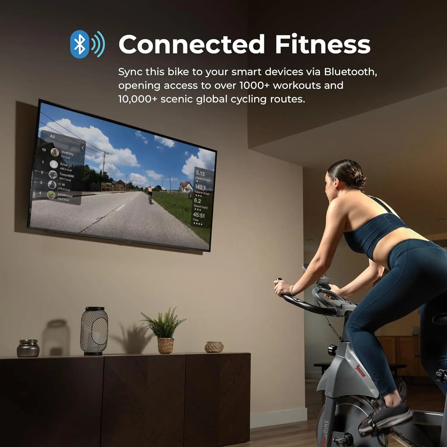 Indoor Cycling Resistance Exercise Bike/Optional Dumbbell Holder & Connected Fitness
