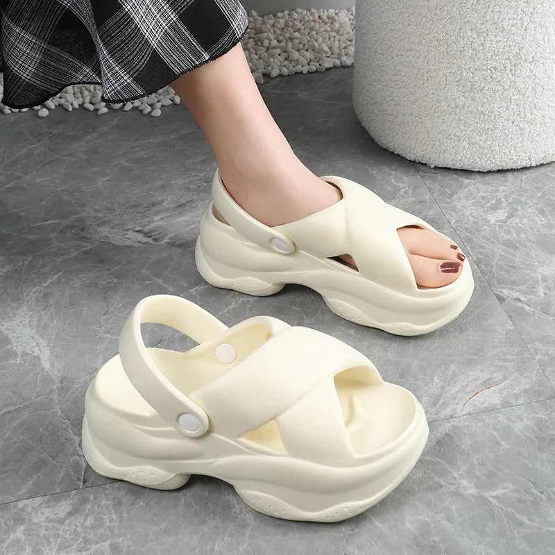 Popular Women Flip-flops Summer New Platform Wedges Slippers/Outdoor Fashion Slides EVA 7CM Shoes Casual Flip-flops