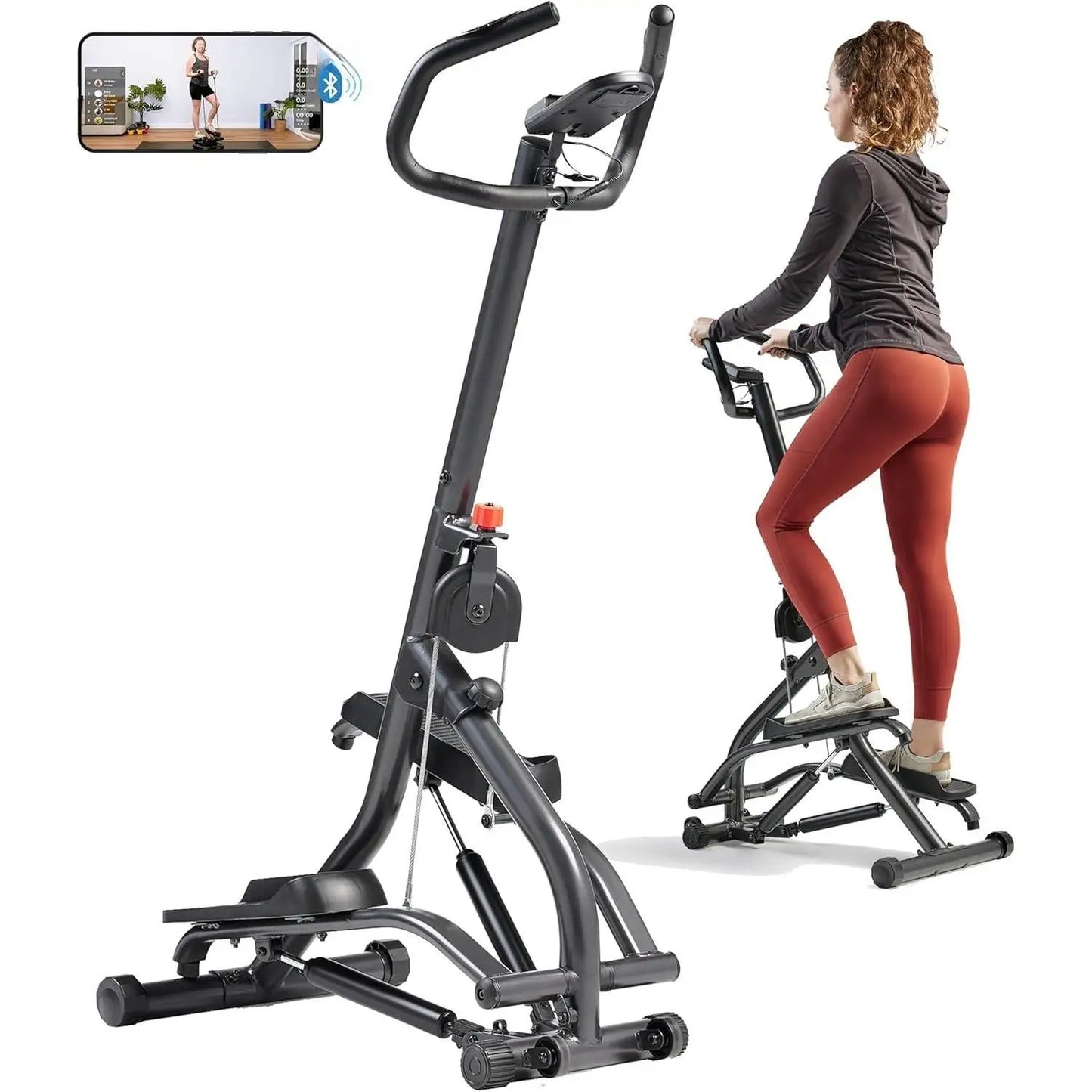 Health & Fitness Stair Stepper w/Handlebar Extended Step/Range Climber Machine for Legs, Core and Glute Workouts Connection