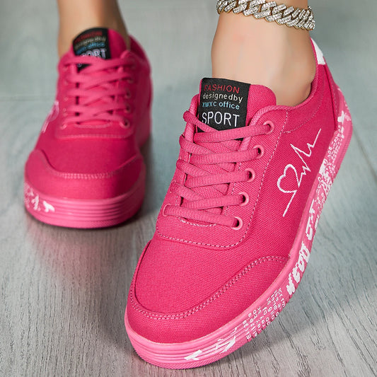 Women's Heart Design Sneakers for Women Lace Up/Soft Sole Platform Comfy Skate Shoes Low-top Mid Top Shoes,