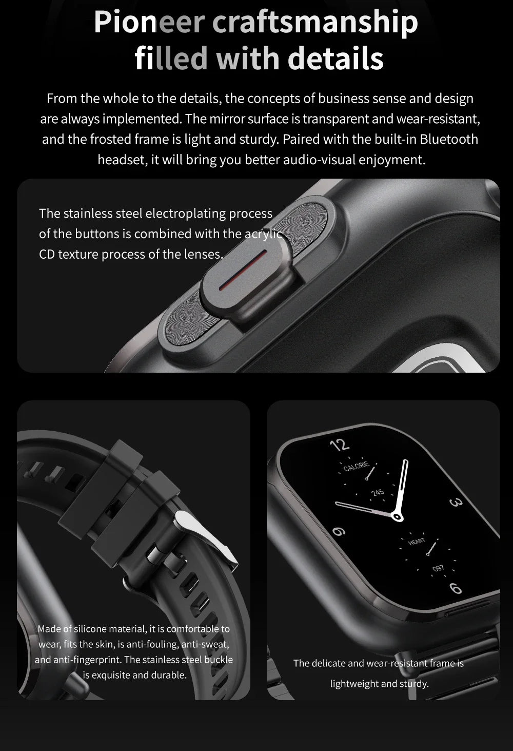 2025 D8 Smartwatch NFC Heart Rate Monitor Earbuds/Music Control Pedometer For iPhone Android