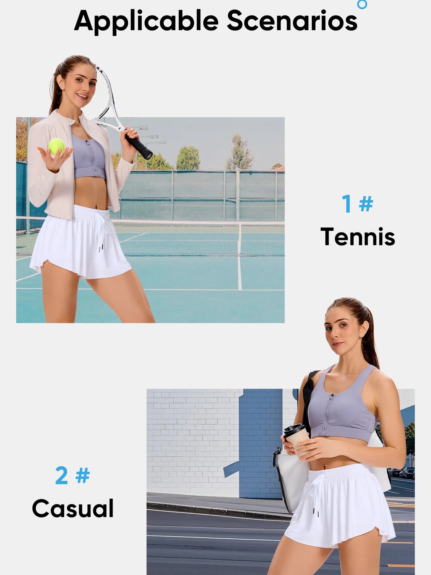 Women's Two-In-One Shorts Gym Yoga Running Sweat-Absorbent Breathable/Tennis Skirt Drawstring Pocket Casual Shorts Quick-Drying
