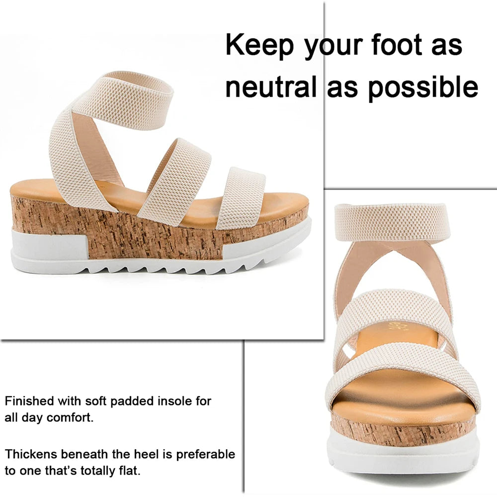 Summer Women's Sandals Platform Casual Wedge Shoes/Cork Elastics Strap Fashion Sandals