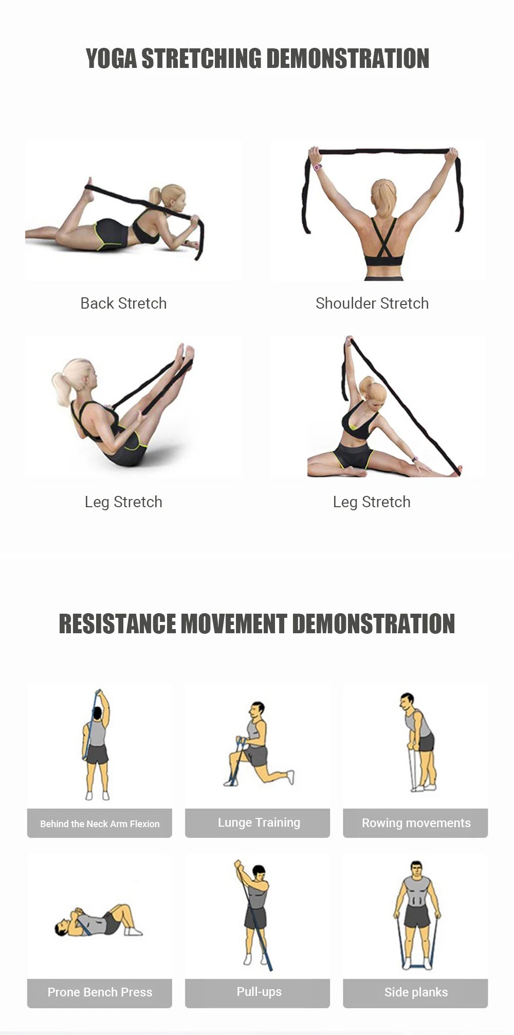Multi-Section Elastic Yoga Resistance Bands Adult Child Dance Training/Gym Home Pilates Exercise Pull Strap Belt Fitness Sport