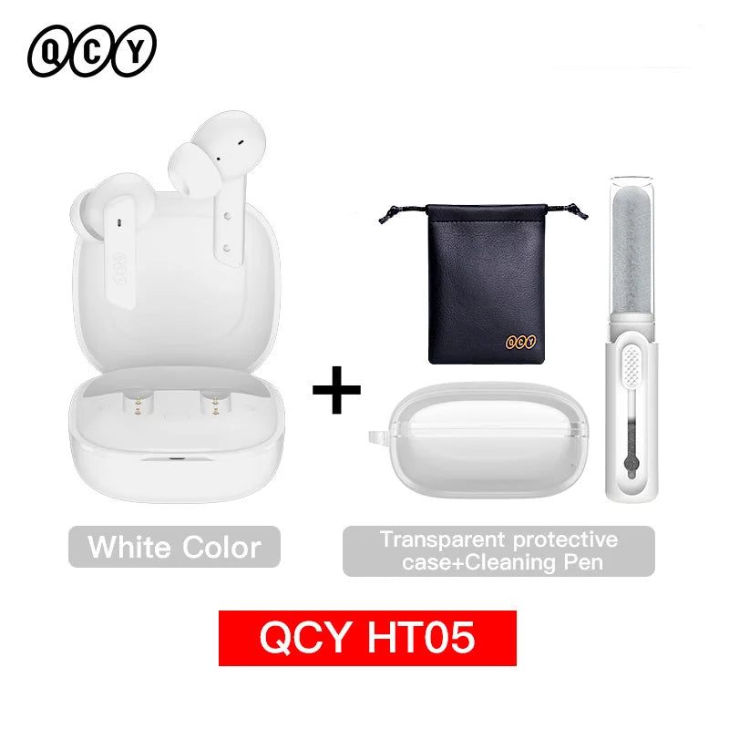 QCY HT05 ANC Wireless Earphones 40dB Active Noise Cancelling Bluetooth/5.2 Headphones 6 Mic ENC HD Call Headset TWS Earbuds