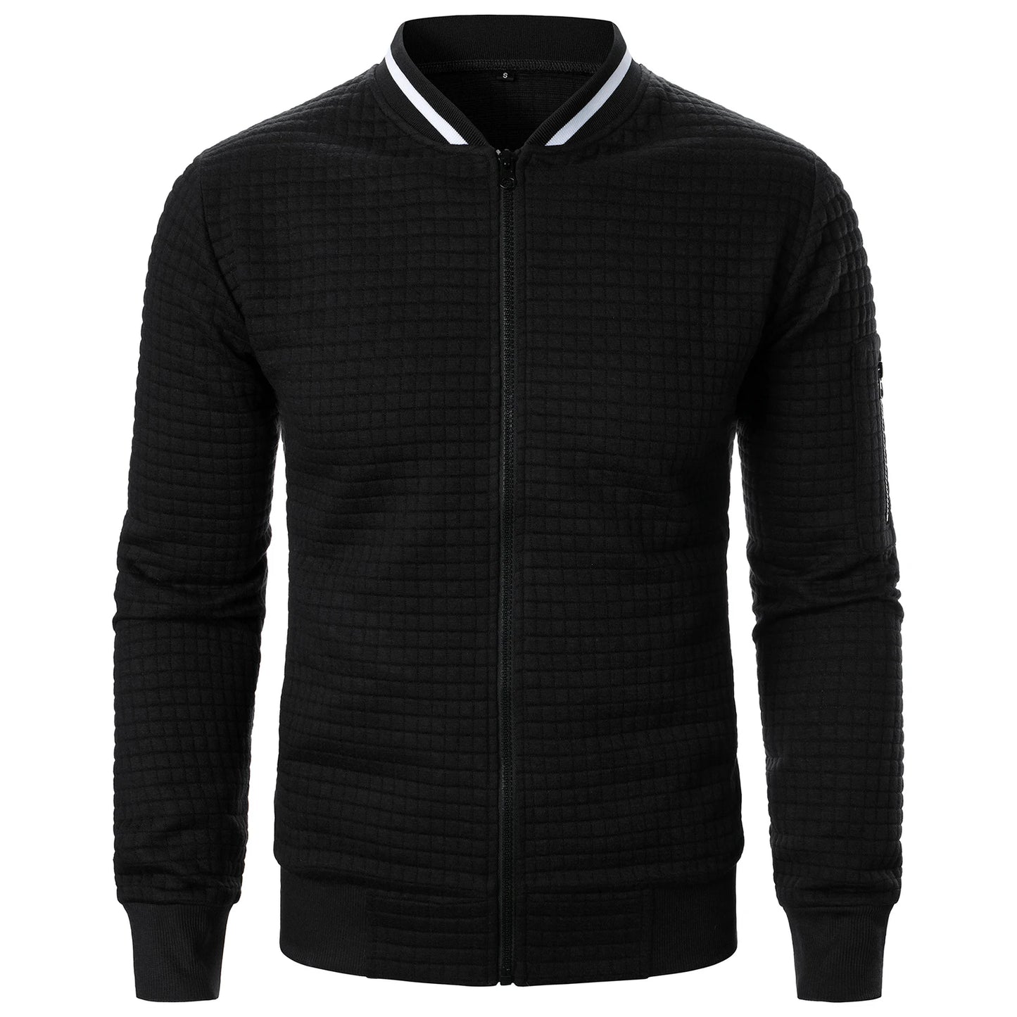 Men s Casual Fit Zipper Up Lightweight Stand Collar Jacket/Spring Fall Coat with Contrast Color Detail