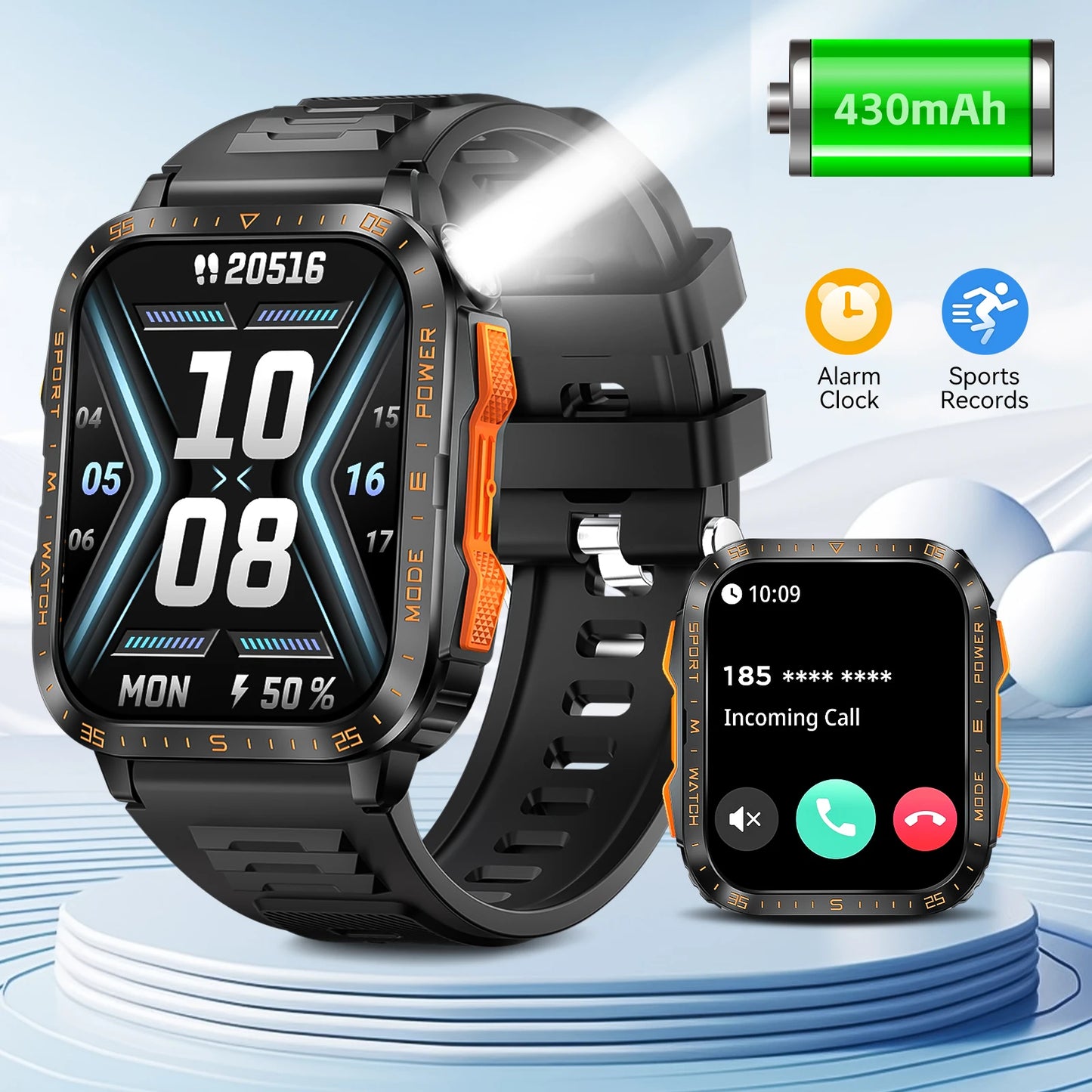 LaNikar New Military Smart Watch3ATM Waterproof Watch Fitness Tracker/with Heart Rate Sleep Monitor Make Calls for iPhone Android