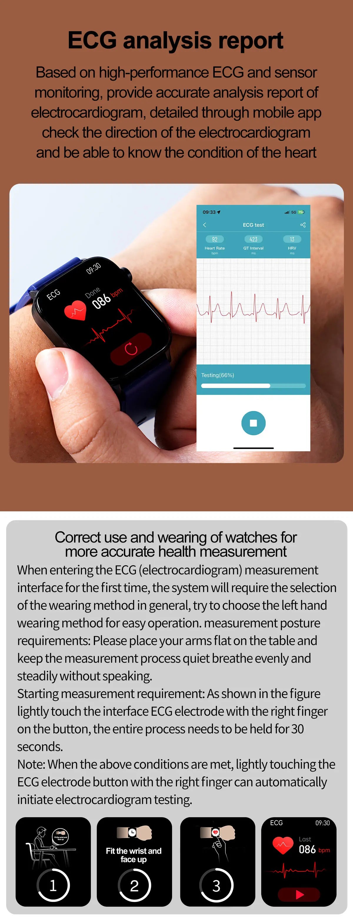 New Al Science Diagnosis Blood Lipids Uric Acid Blood Oxygen/Smart Watch Men ECG+PPG Voice Bluetooth Call Health Smartwatch