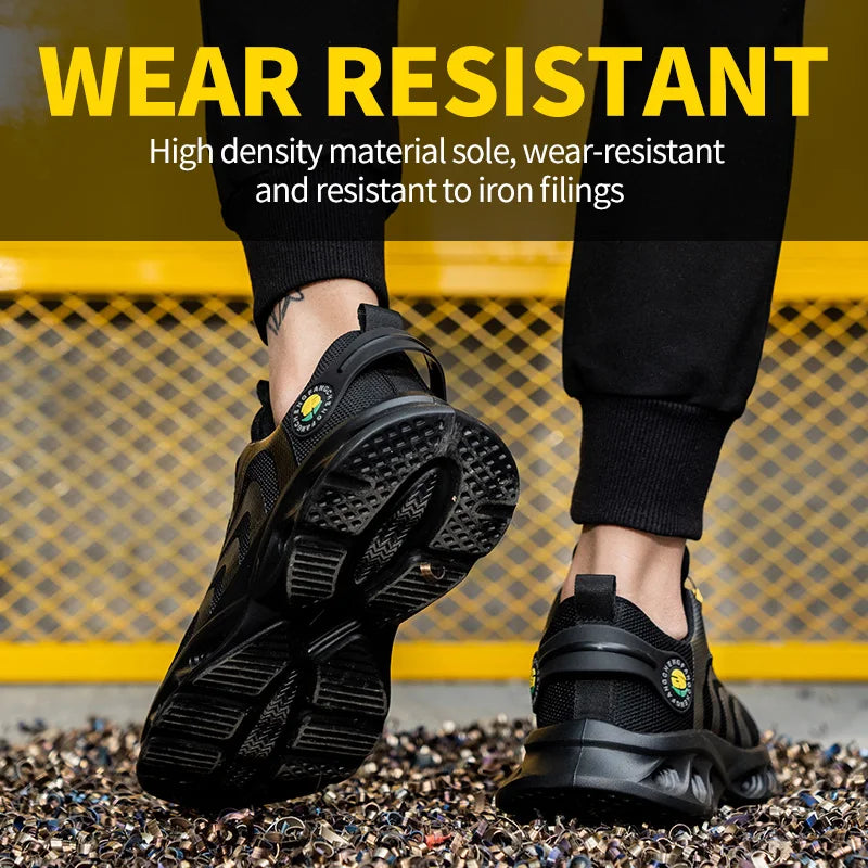 Lace-free, breathable, lightweight and comfortable/anti-smashing and anti-puncture safety shoes