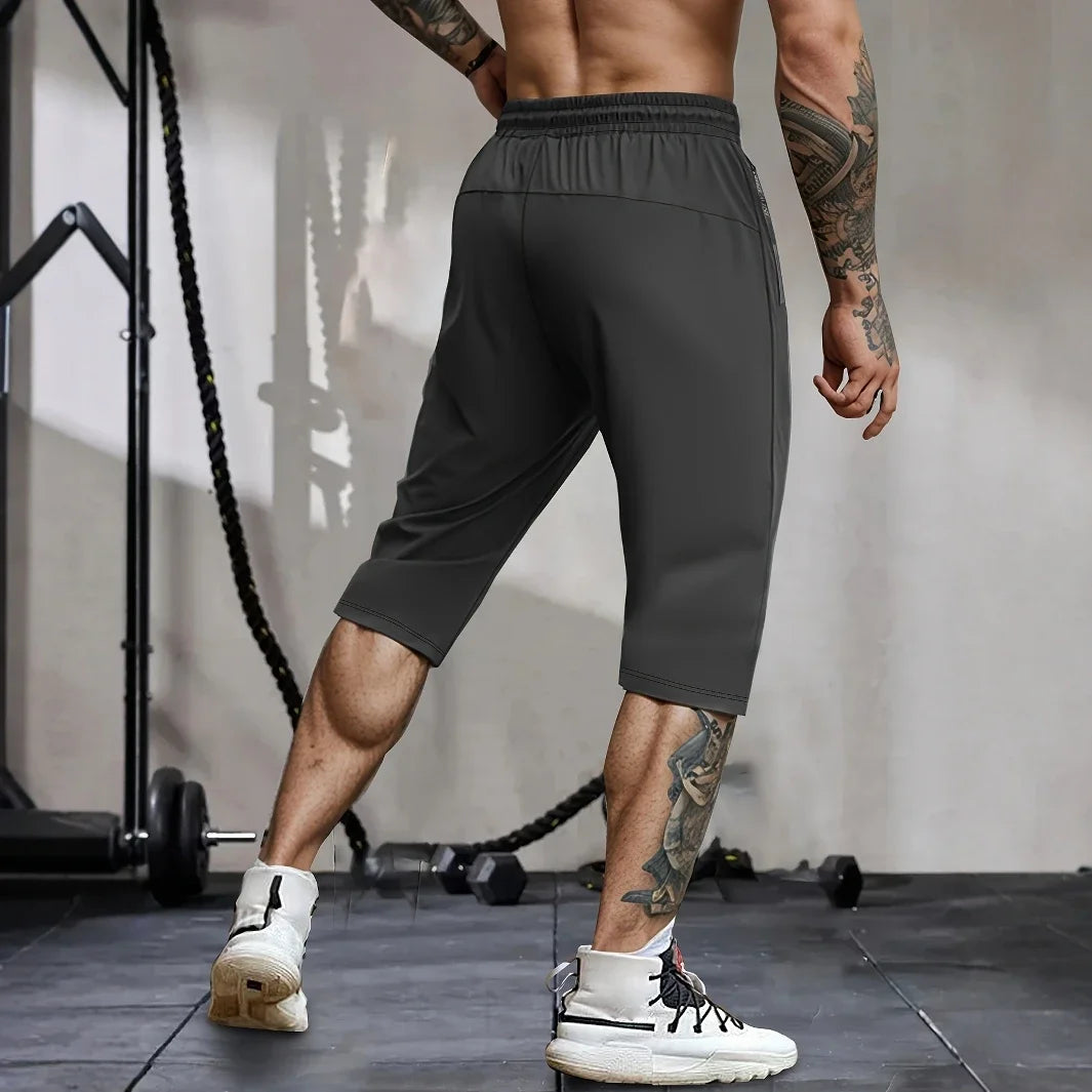 Men High Elasticity Summer Casual Shorts Drawstring Pockets/Breathable Nylon Lightweight Stretchy Athletic Wear