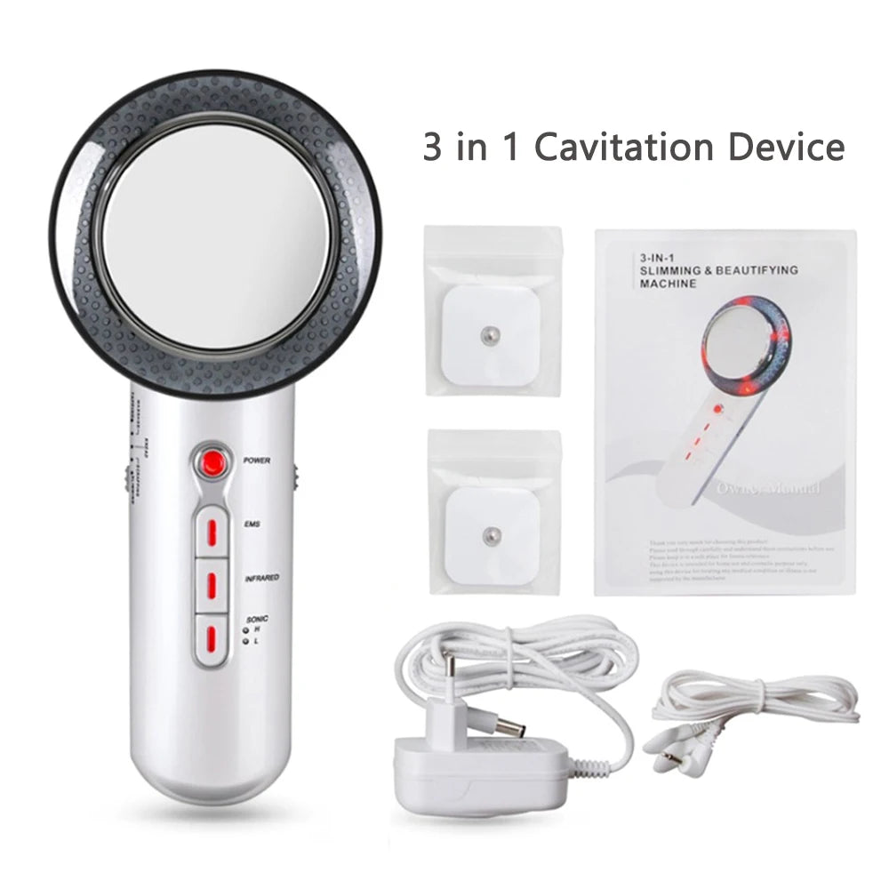 3 in 1 Cavitation Ultrasonic Machine Weight Loss Microcurrent/EMS Body Slimming Massager Fat Burner Cream Gel