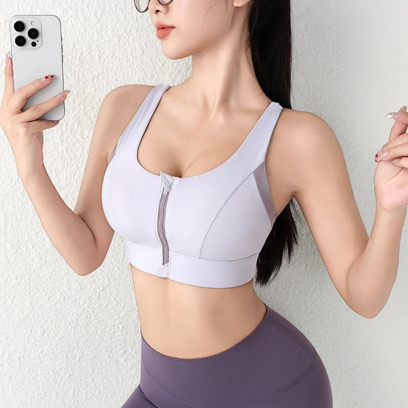 New Design Summer One-Piece High-Strength Shock-Proof/Sports Underwear Vested Front Zipper Yoga Sports Bra
