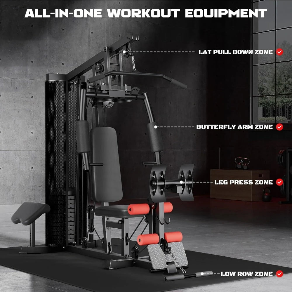 Home Gym Multifunctional H10 Home Gym Equipment Workout Station/with 146LBS Weight Stack Exercise Equipment with Pulley System