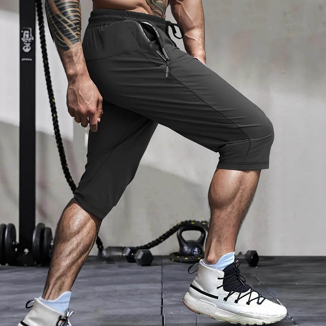 Men High Elasticity Summer Casual Shorts Drawstring Pockets/Breathable Nylon Lightweight Stretchy Athletic Wear