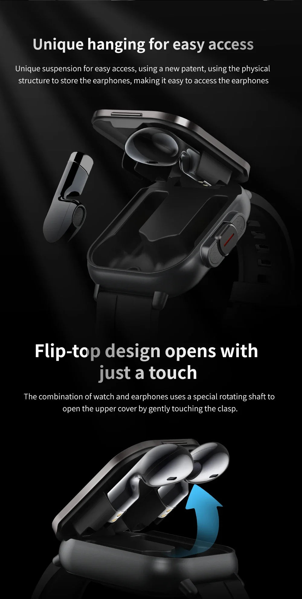 2025 D8 Smartwatch NFC Heart Rate Monitor Earbuds/Music Control Pedometer For iPhone Android