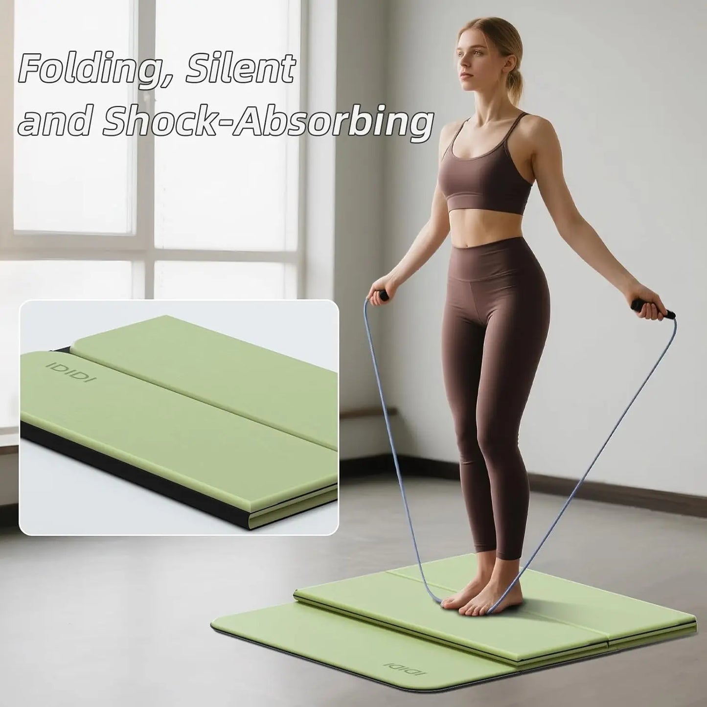 Extra Thick Foldable Yoga Mat - 0.32 Inch Eco-Friendly/Non-Slip Fitness Mat for Home & Studio