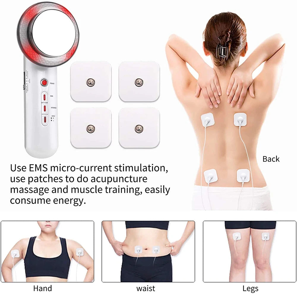 3 in 1 Cavitation Ultrasonic Machine Weight Loss Microcurrent/EMS Body Slimming Massager Fat Burner Cream Gel