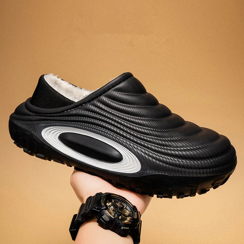 New Fashion Cotton Men's Slippers Winter Warm Plush Men Slides/Waterproof Men Indoor Outdoor Men's Warm Shoes