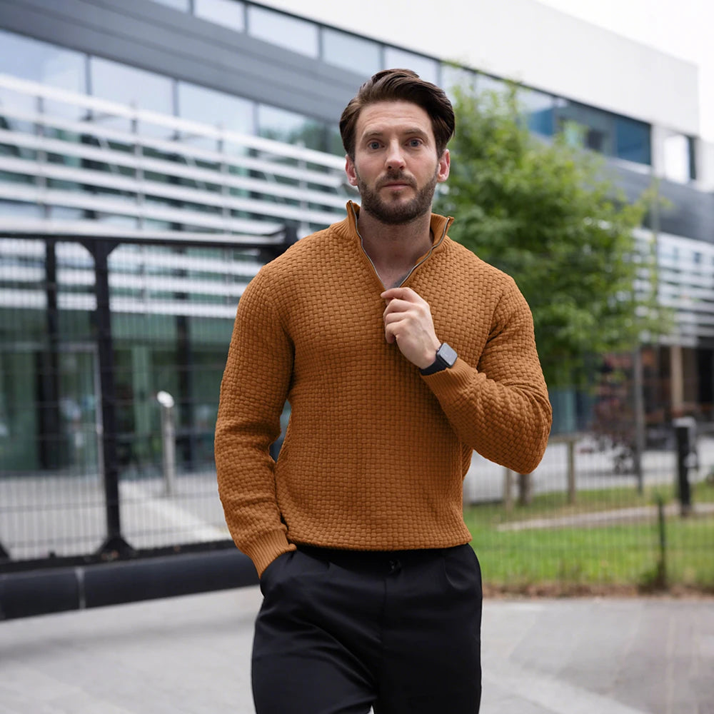 Men's Sweater Spring Outer Wear Quarter Zip Sweaters Polo Zip Pullover/Cable Knit Mock Neck Turtleneck Top US Size