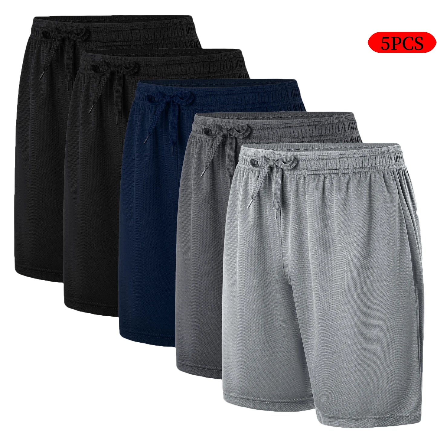 5-piece men's casual shorts with drawstring waistband/breathable fabric, available in multiple colors ideal choice for summer