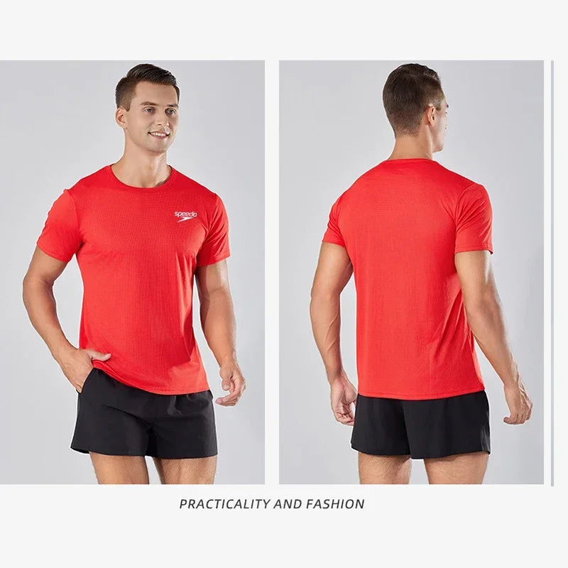 Hot Sale Men's Quickdry T-shirts Summer Daily Sports Short Sleeved/O-neck Tops Fitness Training Athletics Running T-shirt