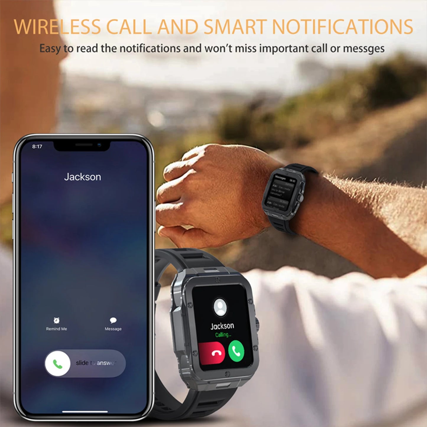 1.85" Touchscreen Smartwatch With 350mAh Battery/Call and Message Alerts Fitness Tracking, Smart Watch For Android & Iphone