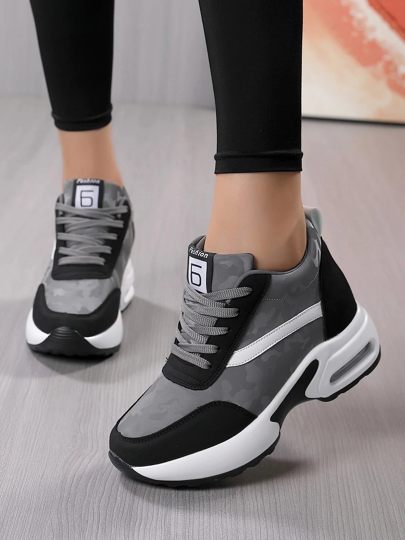 Women Air Cushion Sneaker Insole Increase Height/Brand Sport Shoes High Bottom Outdoor Daily Walking Shoes