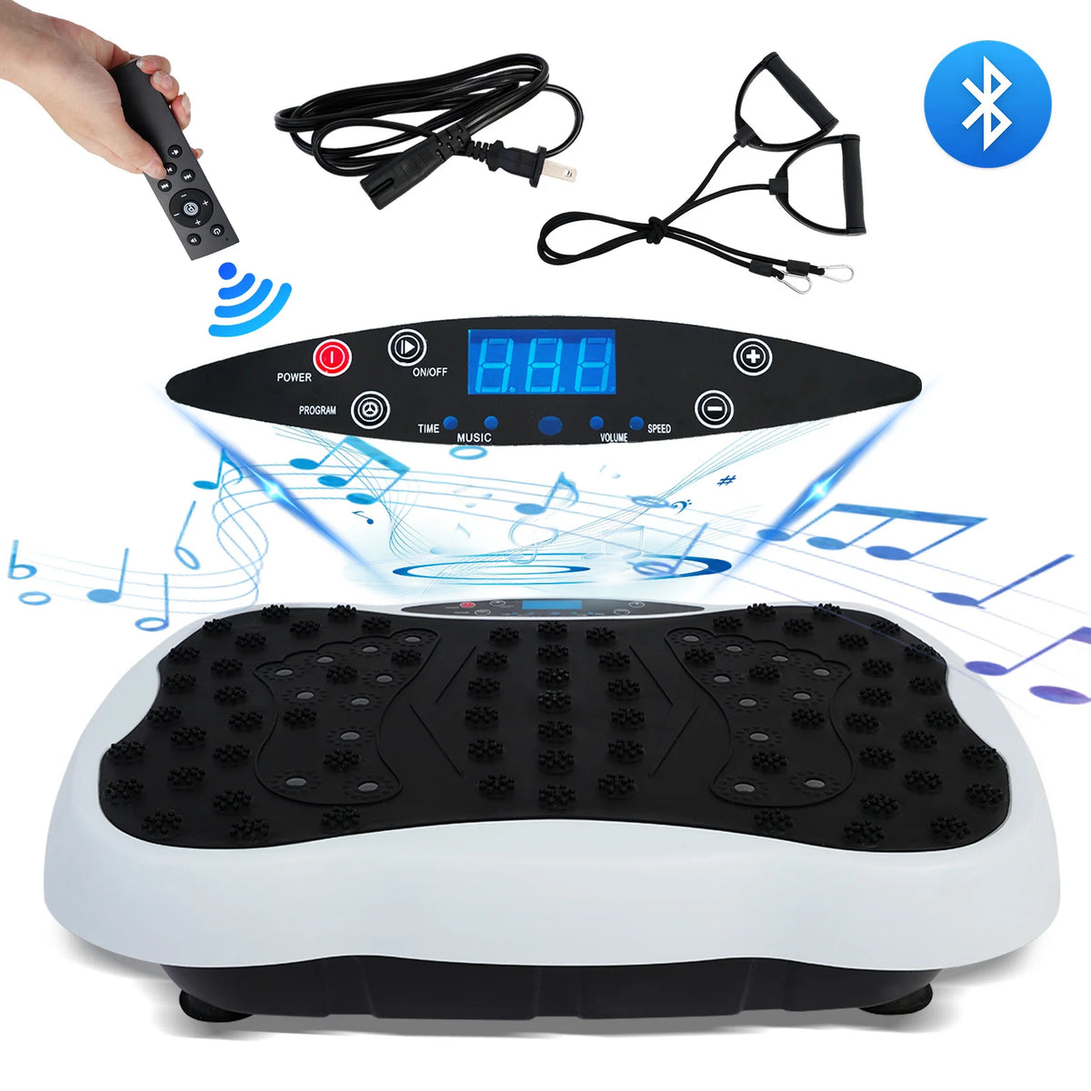 Full-Body Vibration Platform Exercise Machine Training Equipment/Vibrate Fitness Workout Resistance Bands Remote Control BT