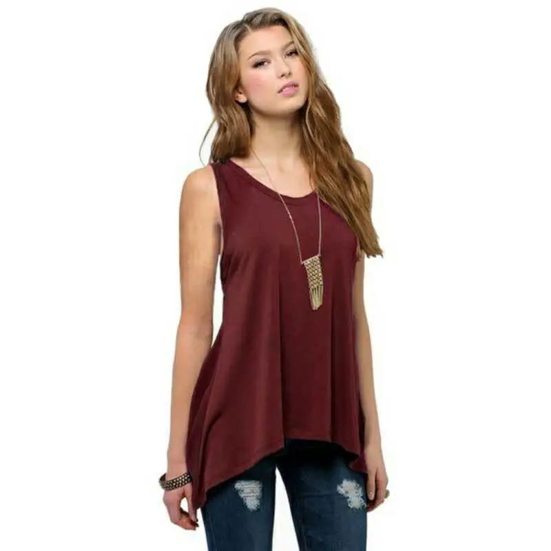 Summer Women's Sleeveless Solid Vest/Casual Holiday Blouse Top Women Tank Tops