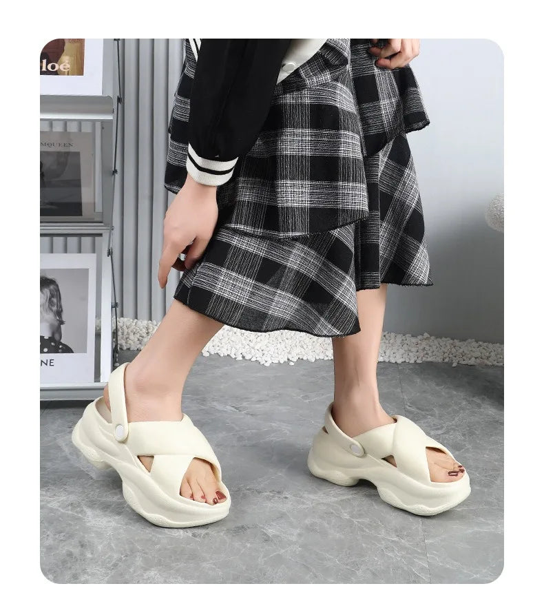 Popular Women Flip-flops Summer New Platform Wedges Slippers/Outdoor Fashion Slides EVA 7CM Shoes Casual Flip-flops