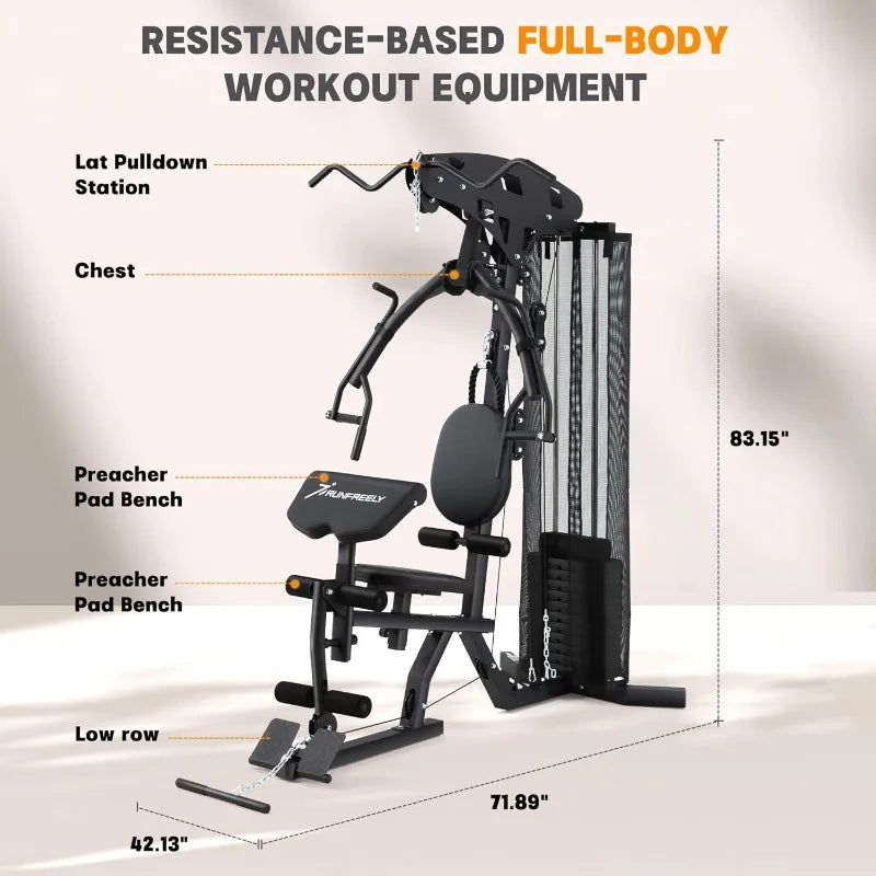 All-in-one Weight Machine for Home Gym Multifunction Workout Station/Equipment with 150LBS Weights Stack