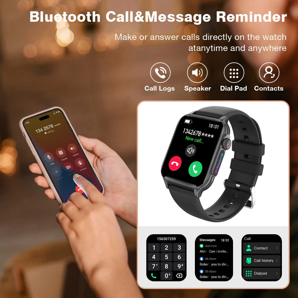 AOLON P6 1.96'' Amoled Smartwatch Men Health Monitoring IP68 Waterproof/BT5.4 Voice Calling Smart Watch Women