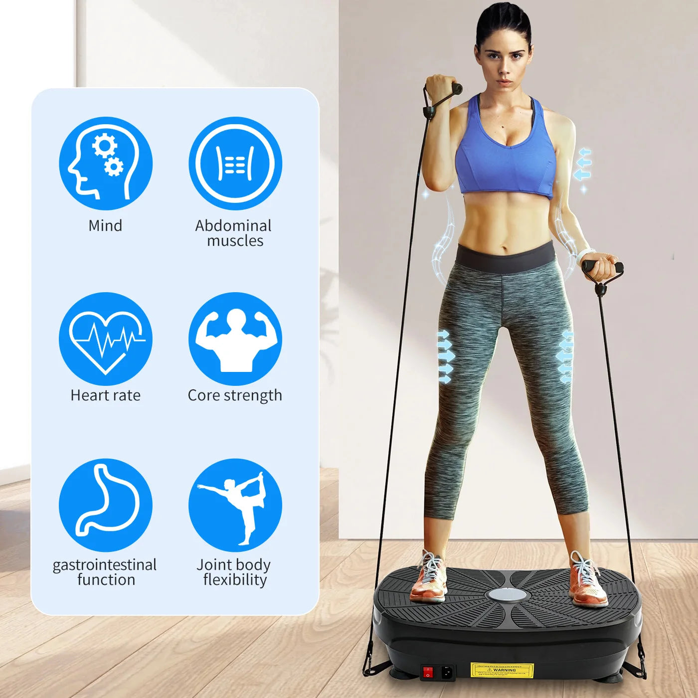 Vibration Plate Exercise Machine Whole Body Workout Power Vibration Shake Platform/Fitness Lazy Slimming Resistance Bands