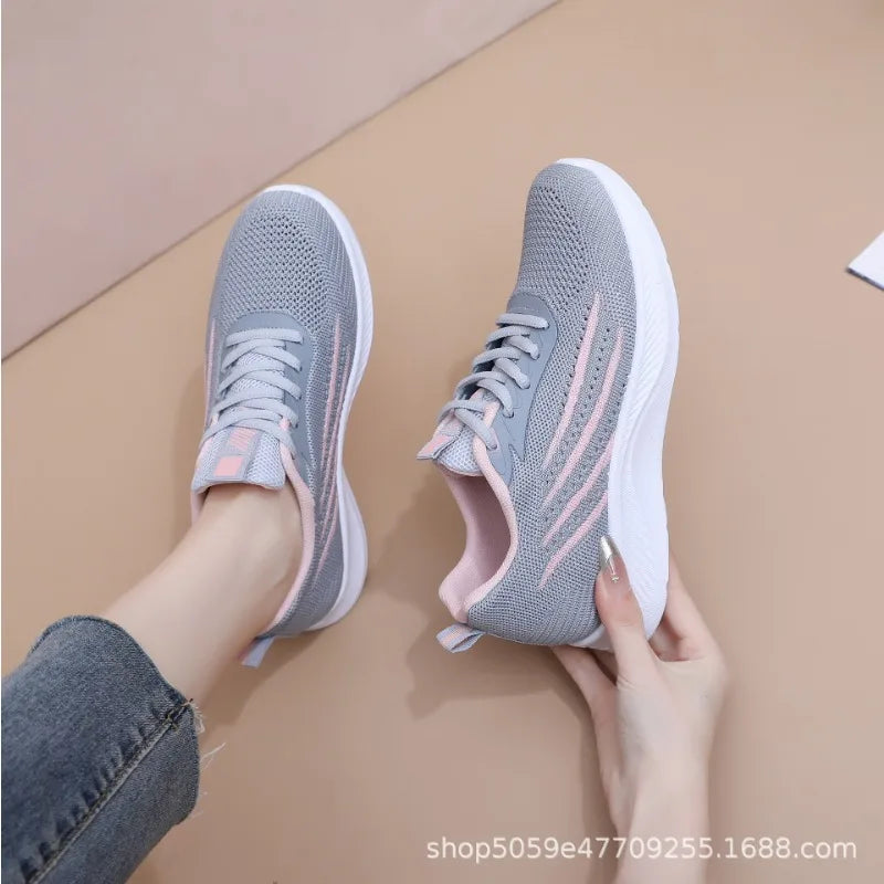Women's Lightweight Running Shoes Summer Breathable Lace-Up/Gym Walking Training  Cushioned Sole Non Slip Fatigue Relief Casual