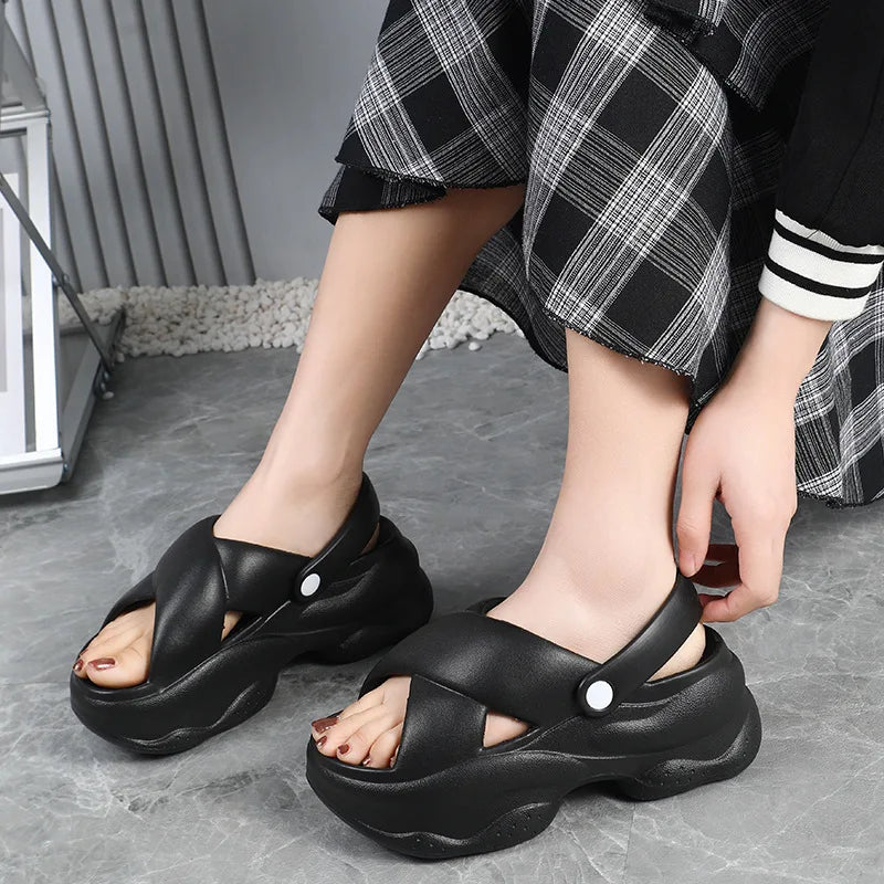Popular Women Flip-flops Summer New Platform Wedges Slippers/Outdoor Fashion Slides EVA 7CM Shoes Casual Flip-flops