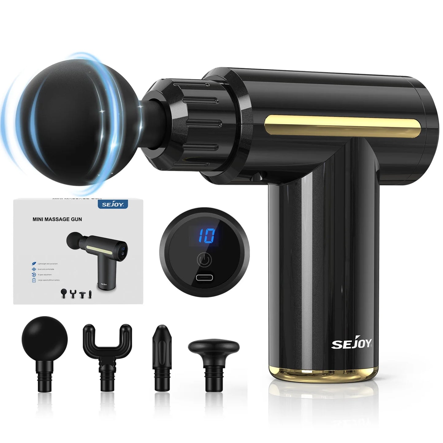 Massage Gun Deep Tissue for Pain Relief Fascia Massage Gun/with 4 Massage Heads & 6 Speeds